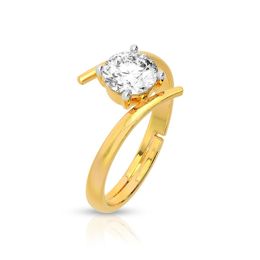Modern Twist Solitaire Diamond Gold Plated Silver Ring