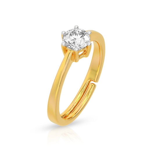 Classic Solitaire Diamond Gold Plated Silver Ring