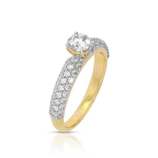 Brilliant Round Diamond Gold Plated Silver Ring
