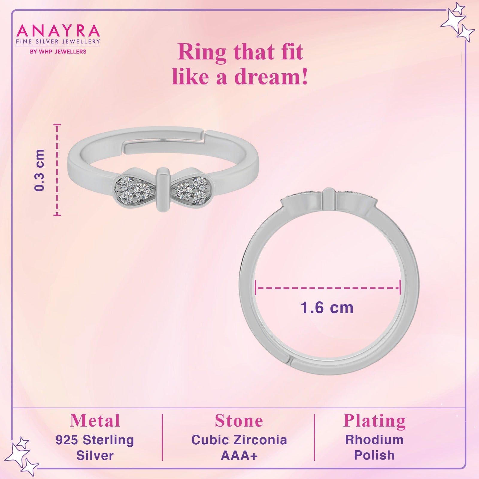 Twinkling Bow Diamond Band