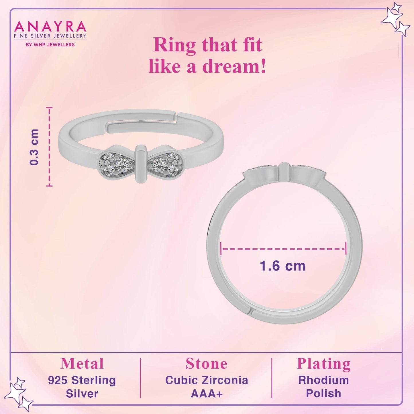 Twinkling Bow Diamond Band