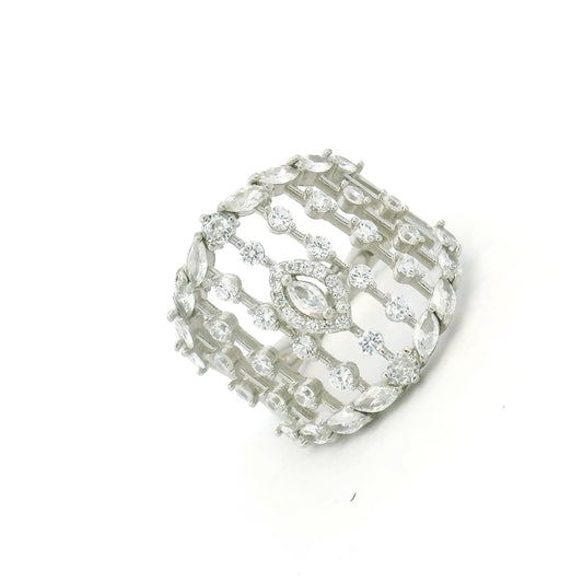 Classic Diamond Style CZ Multi-Row Ring