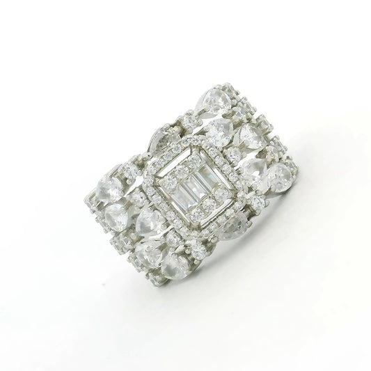 Elegant Square Cluster CZ Fashion Ring