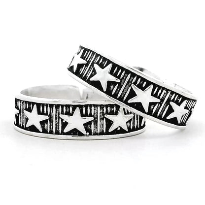 Star Pattern Silver Toe Rings