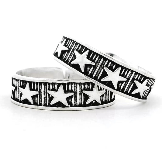 Star Pattern Silver Toe Rings