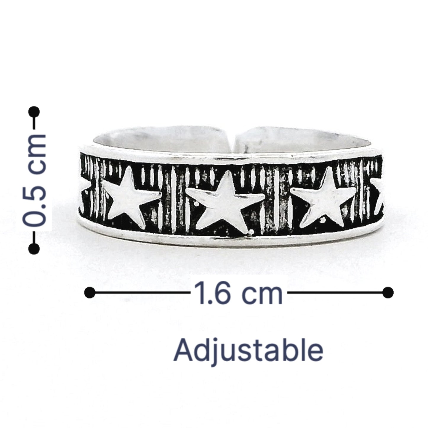 Star Pattern Silver Toe Rings