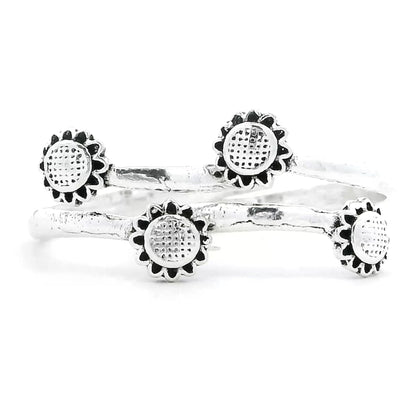 Sunflower Charm Silver Toe Rings