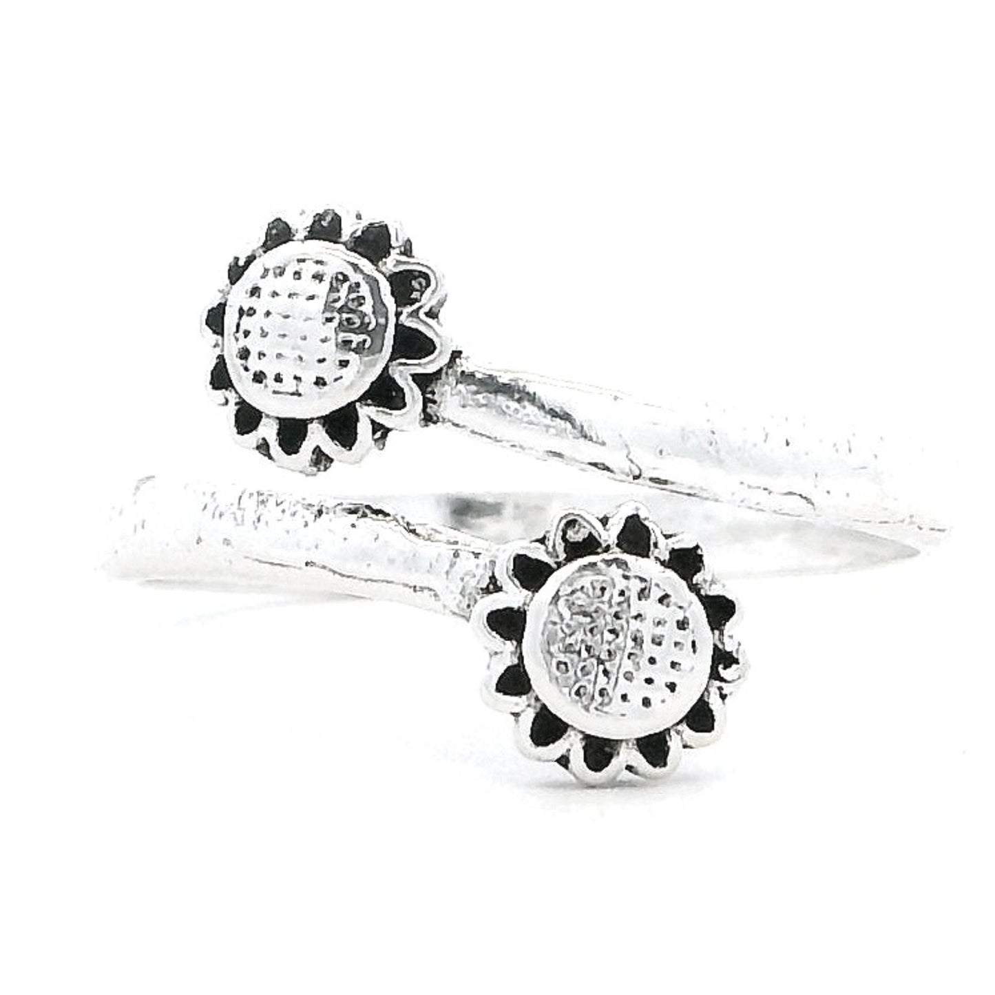 Sunflower Charm Silver Toe Rings