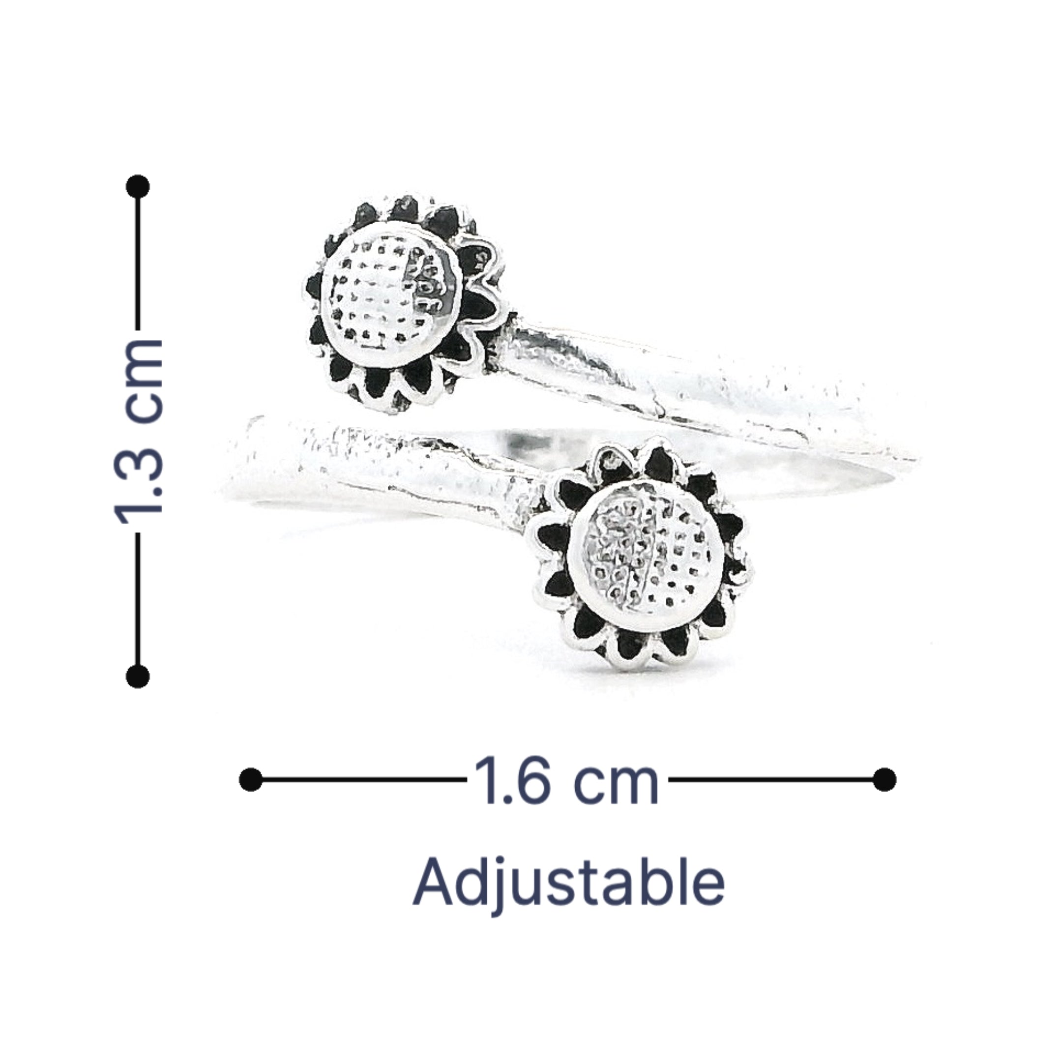 Sunflower Charm Silver Toe Rings