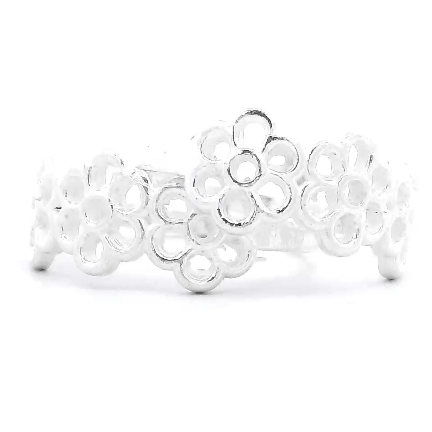 Silver Bloom Floral Toe Rings
