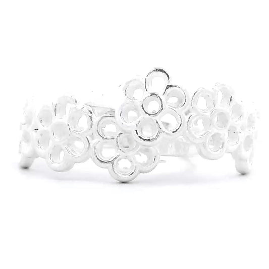 Silver Bloom Floral Toe Rings