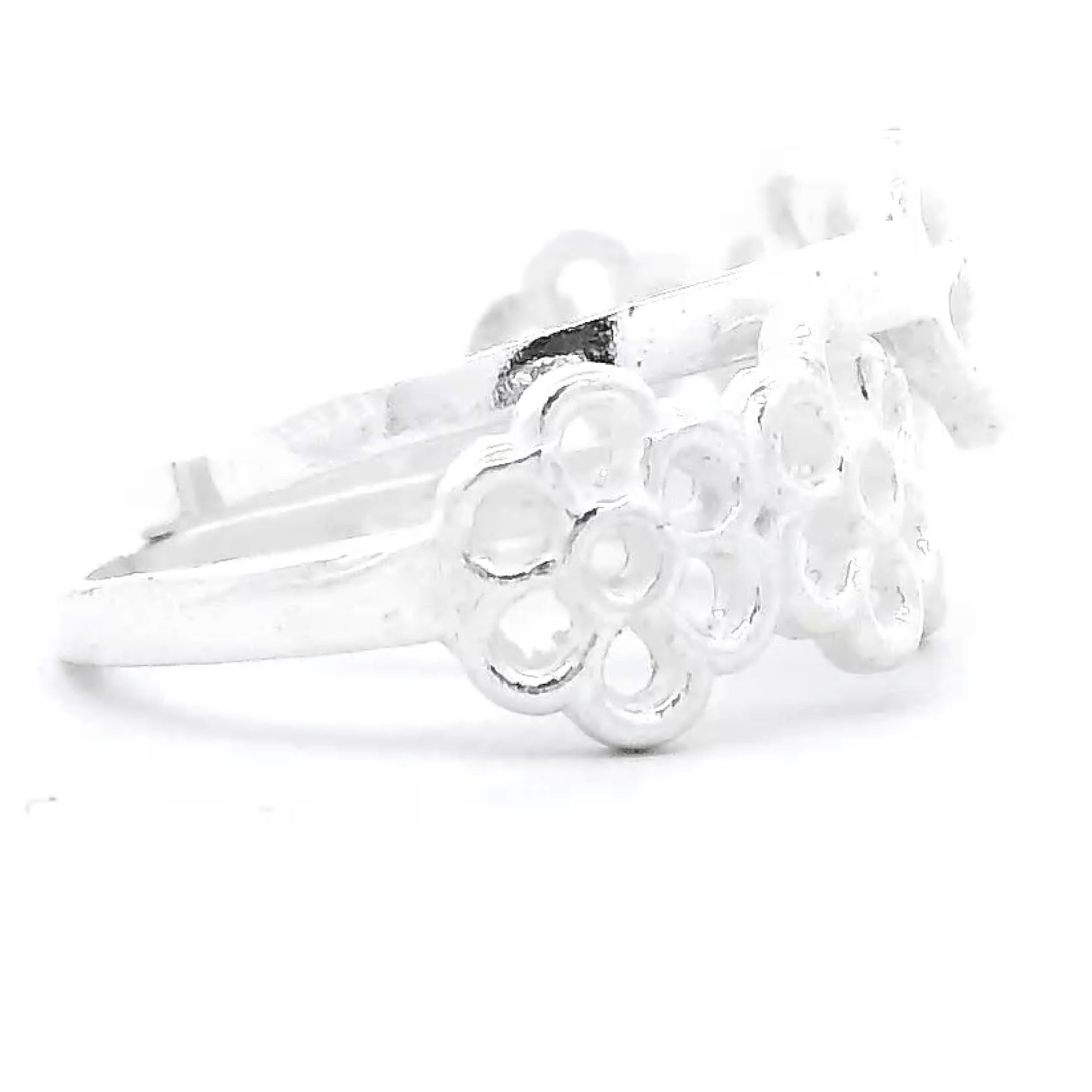 Silver Bloom Floral Toe Rings