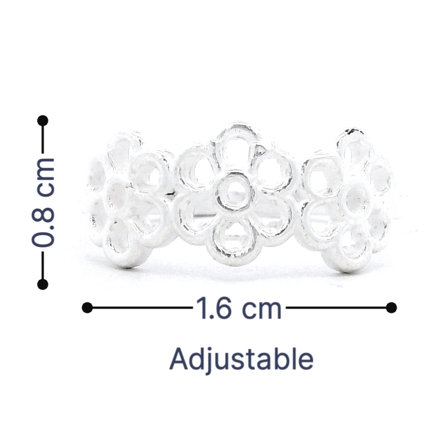 Silver Bloom Floral Toe Rings