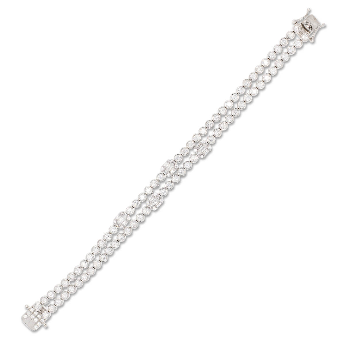 Dual Diamond Bracelet In Silver
