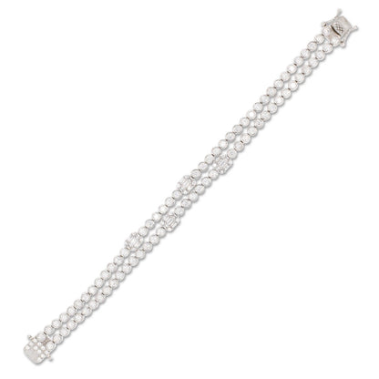 Dual Diamond Bracelet In Silver