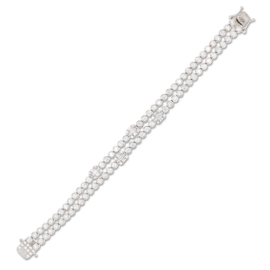 Dual Diamond Bracelet In Silver