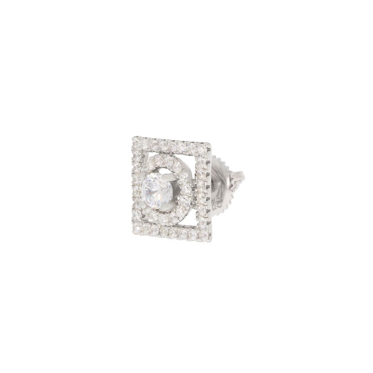 Geometric Zirconia Silver Earrings