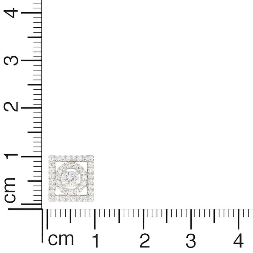 Geometric Zirconia Silver Earrings