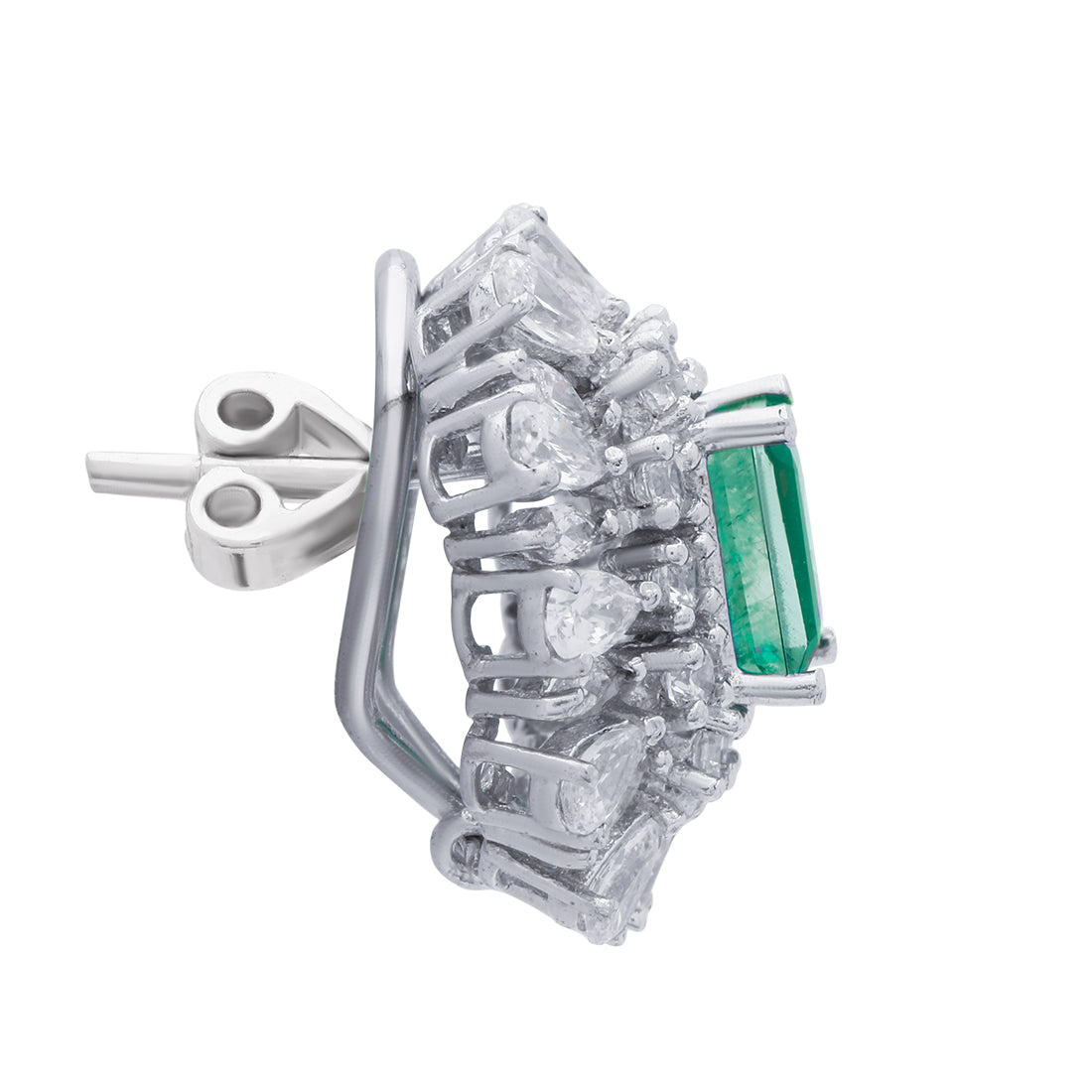 Classic Emerald Silver Stud Earrings