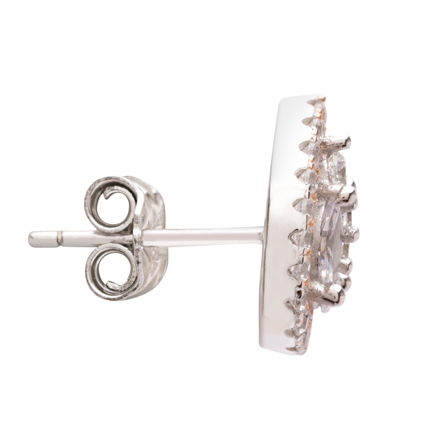 Diamond Drop Silver Stud Earrings