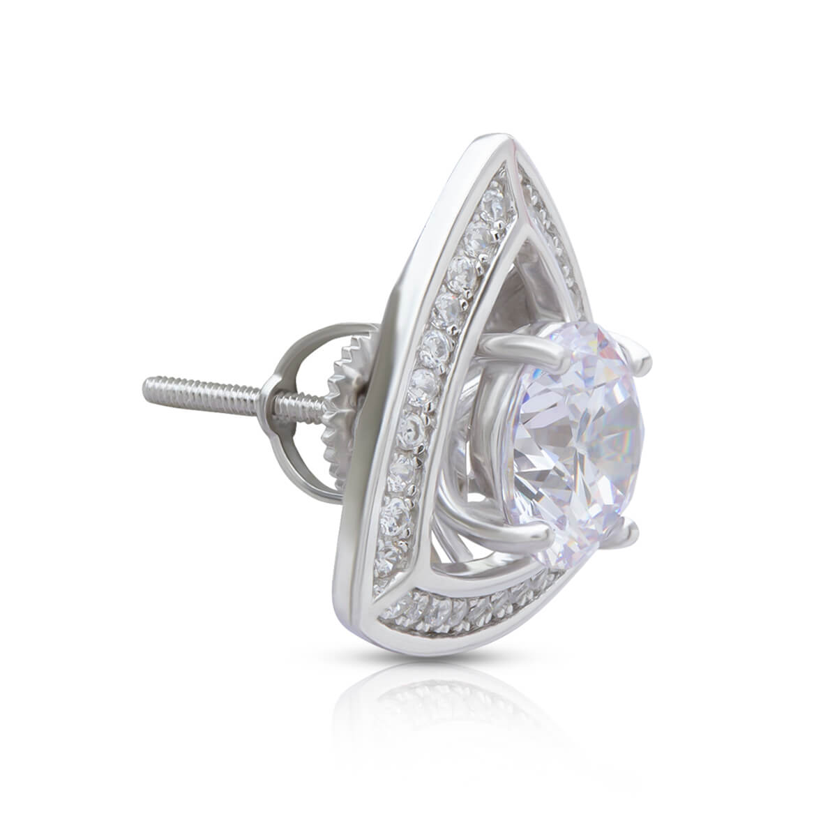 Alluring Trilliant Zirconia Stud Silver Earrings