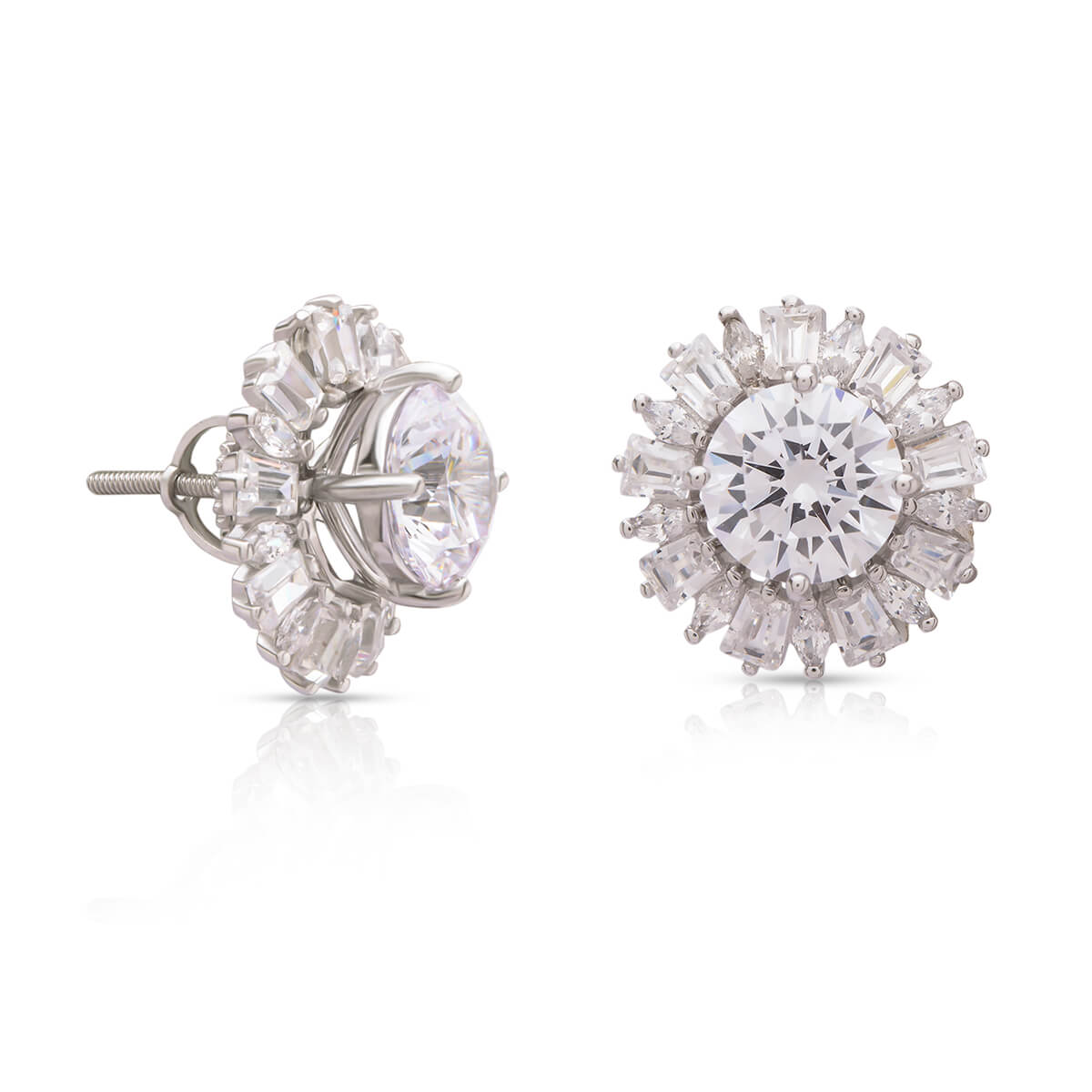 Charming Floral Silver Stud Earrings