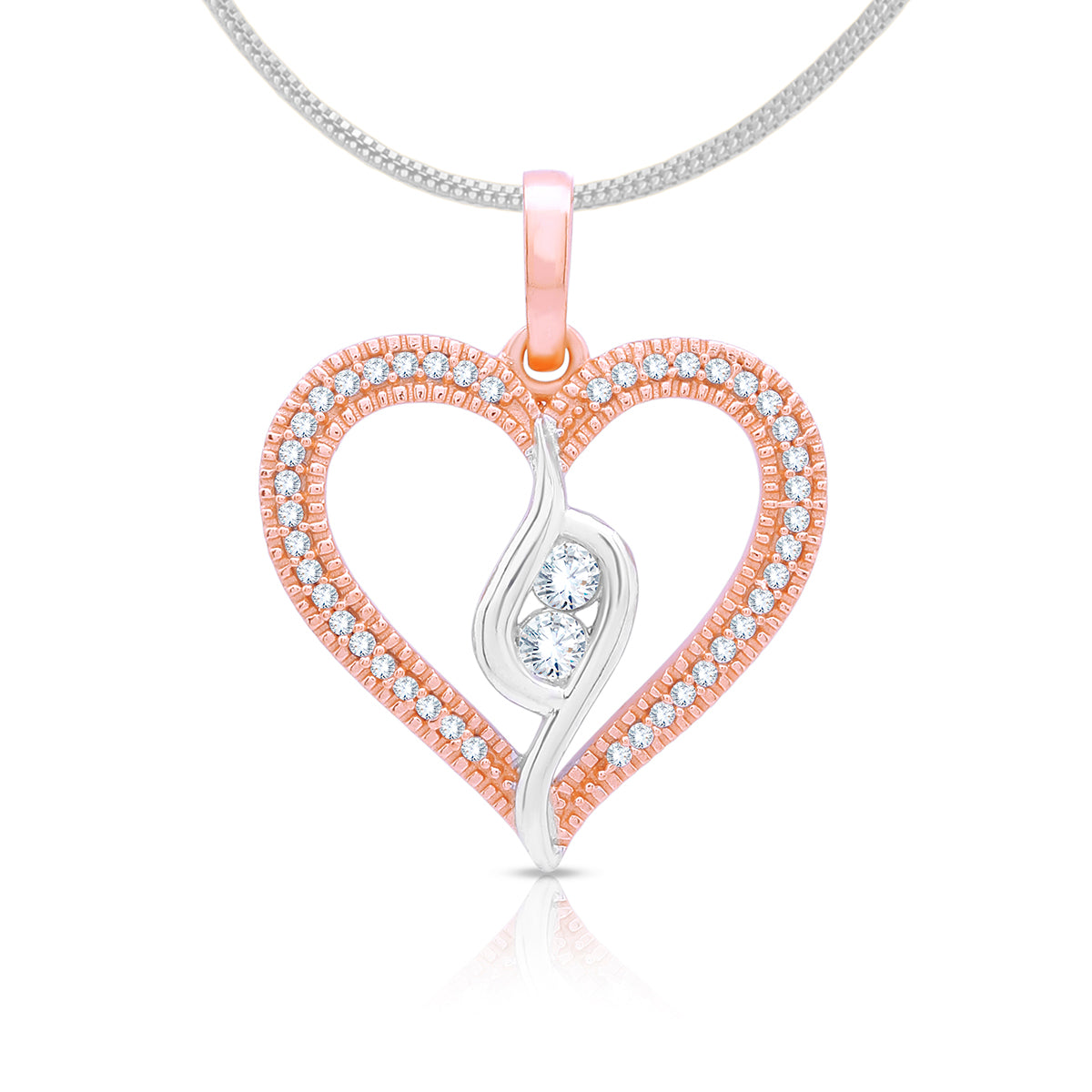 Sterling Silver Rose Gold Heart Pendant