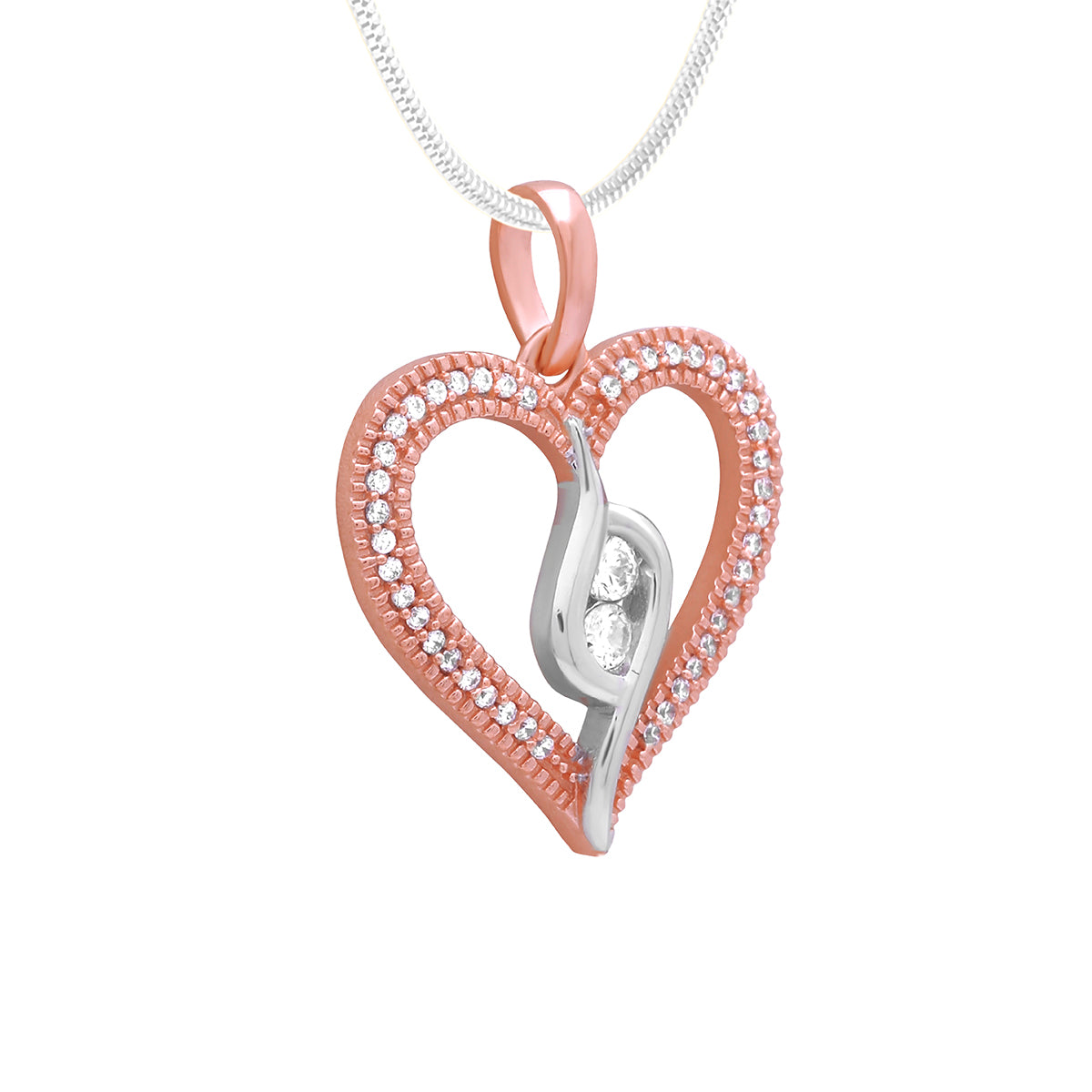 Sterling Silver Rose Gold Heart Pendant