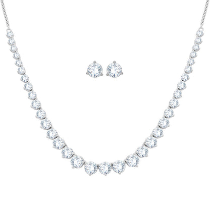 Shimmering Silver American Diamond Necklace Set