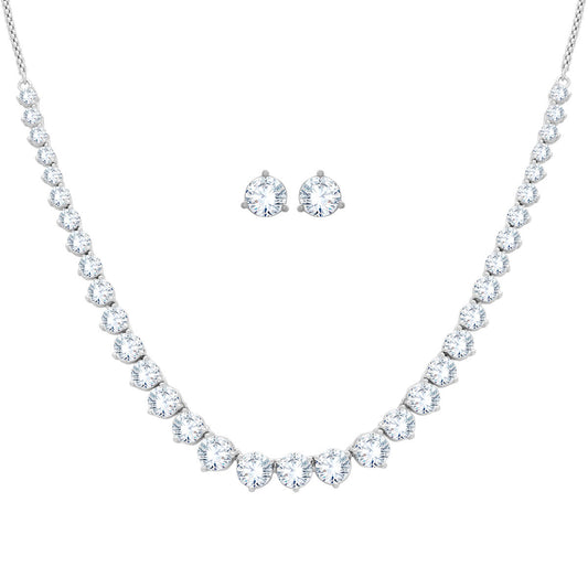 Shimmering Silver American Diamond Necklace Set