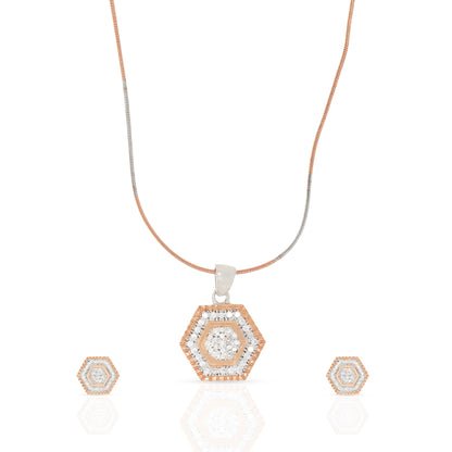 Silver Honeycomb Pendant Set