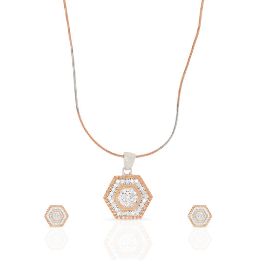 Silver Honeycomb Pendant Set