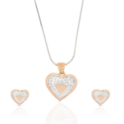 Sterling Silver Heart Pendant Set