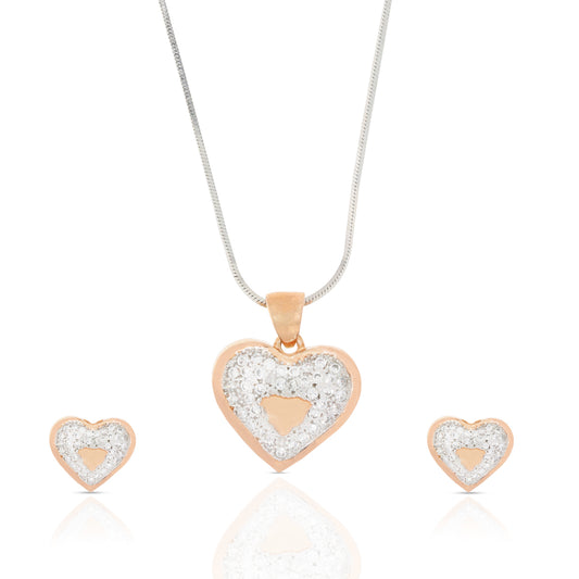 Sterling Silver Heart Pendant Set