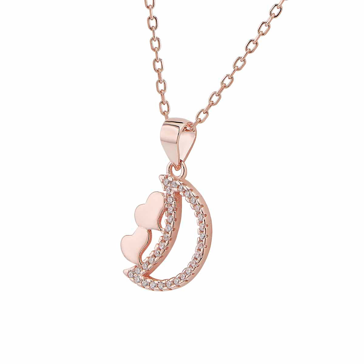 Elegant Silver Studded Moon Pendant