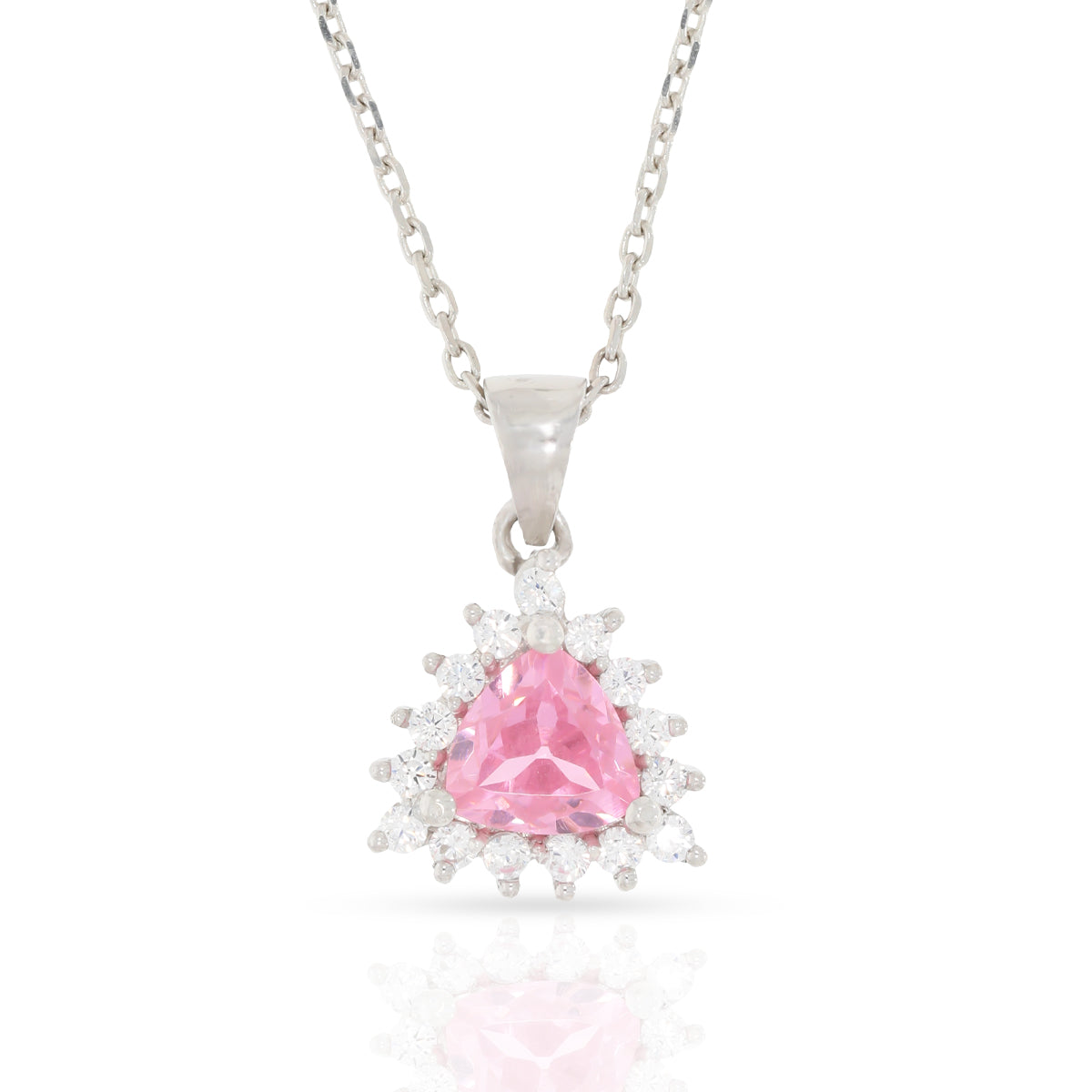 Stunning Pink Stone Silver Pendant Set