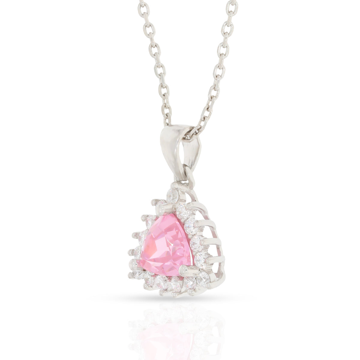 Stunning Pink Stone Silver Pendant Set