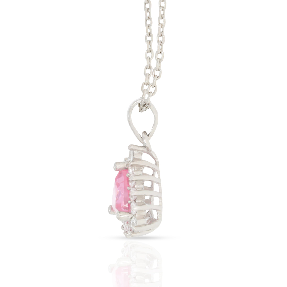 Stunning Pink Stone Silver Pendant Set