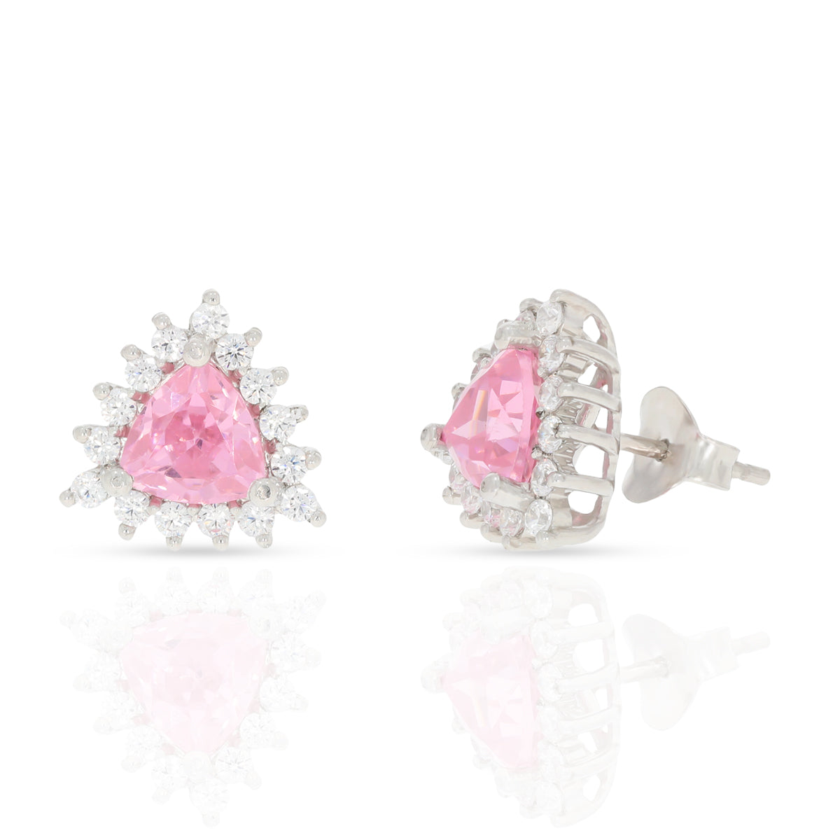 Stunning Pink Stone Silver Pendant Set