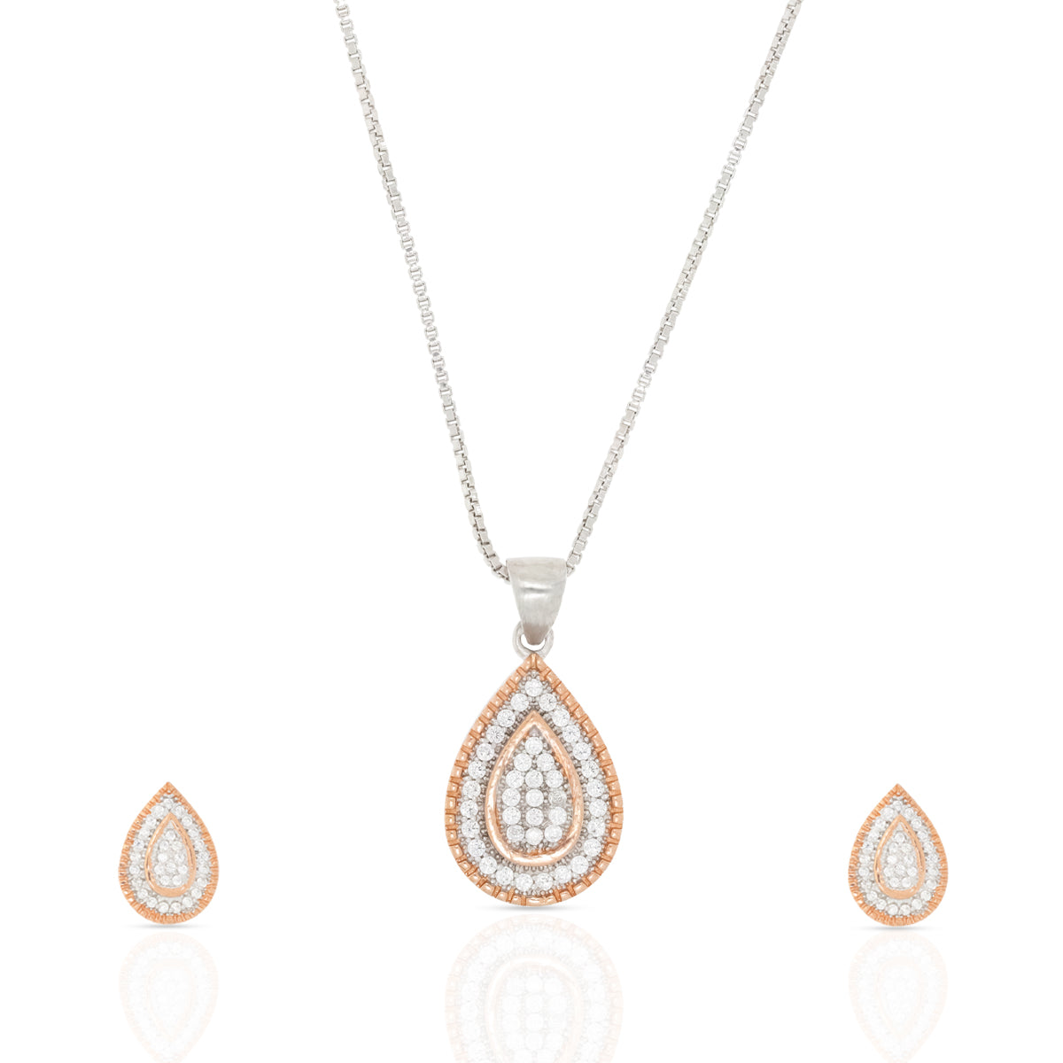 Refined Diamond Drop Silver Pendant