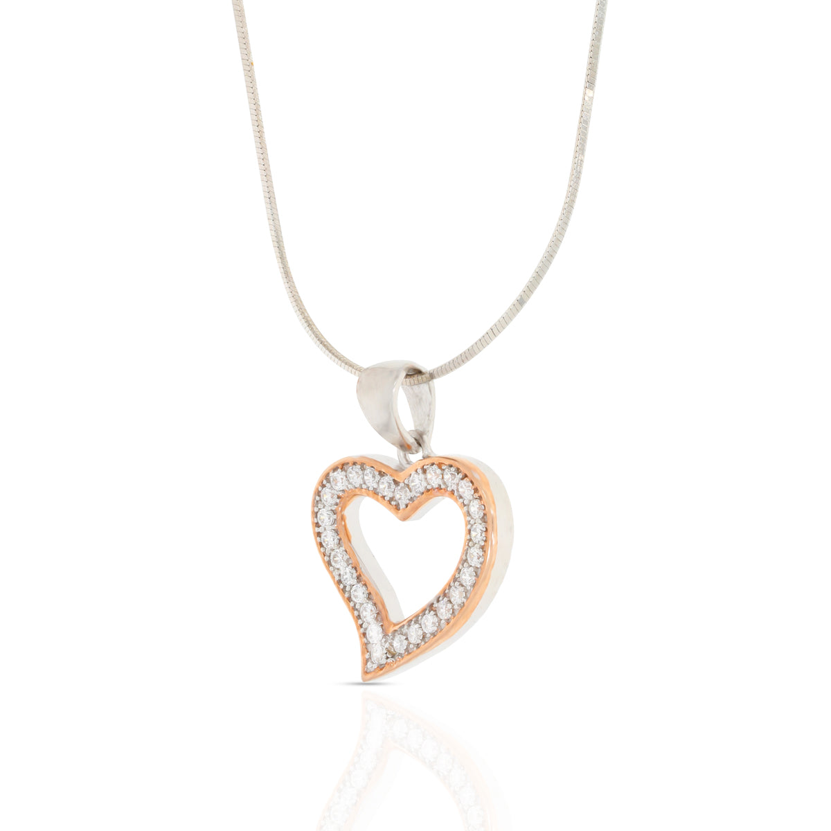 Diamond Heart Pendant Set In Silver