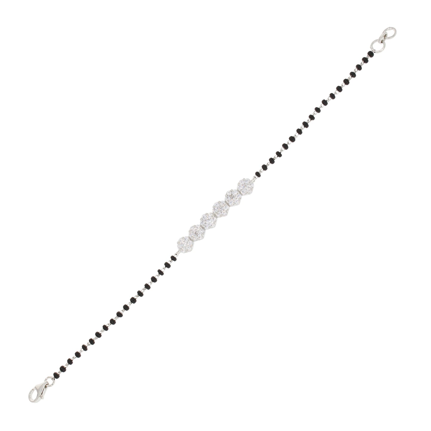 Sterling Silver Linked Floral Mangalsutra Bracelet