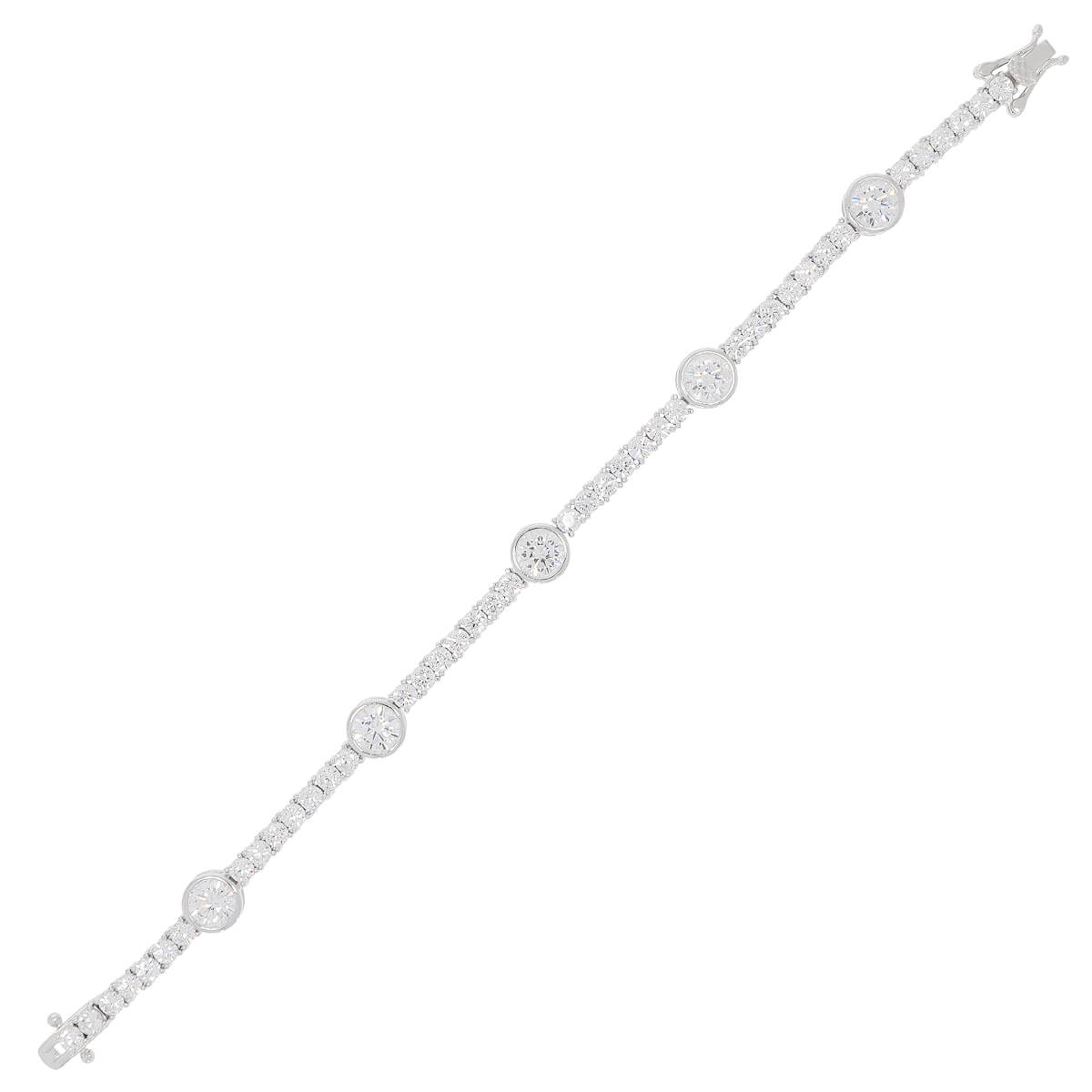 925 Sterling Silver Crystal Cubic Zirconia Timeless Solitaire Bracelet