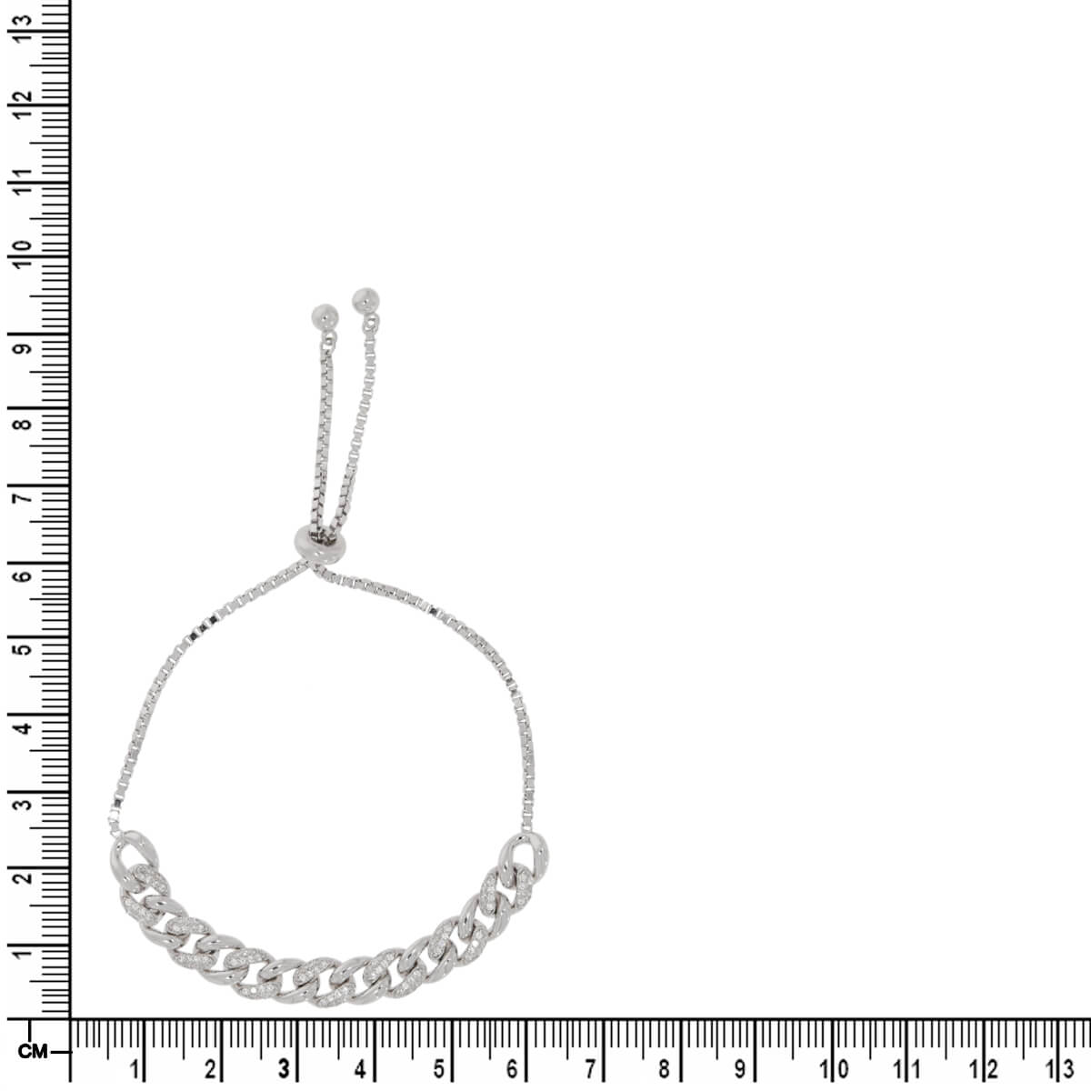 925 Sterling Polished Silver Crystal Cubic Zirconia Linked Bracelet