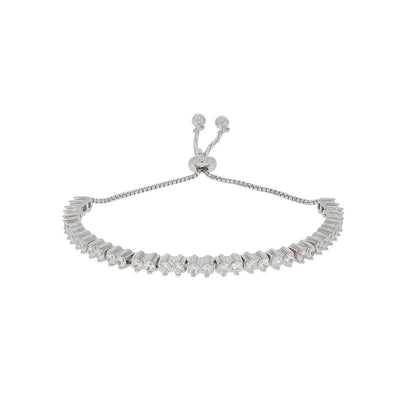 925 Sterling Silver Crystal Cubic Zirconia Lucky Charm Tennis Bracelet