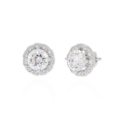 Silver Zircon Sparkling Stud Earrings