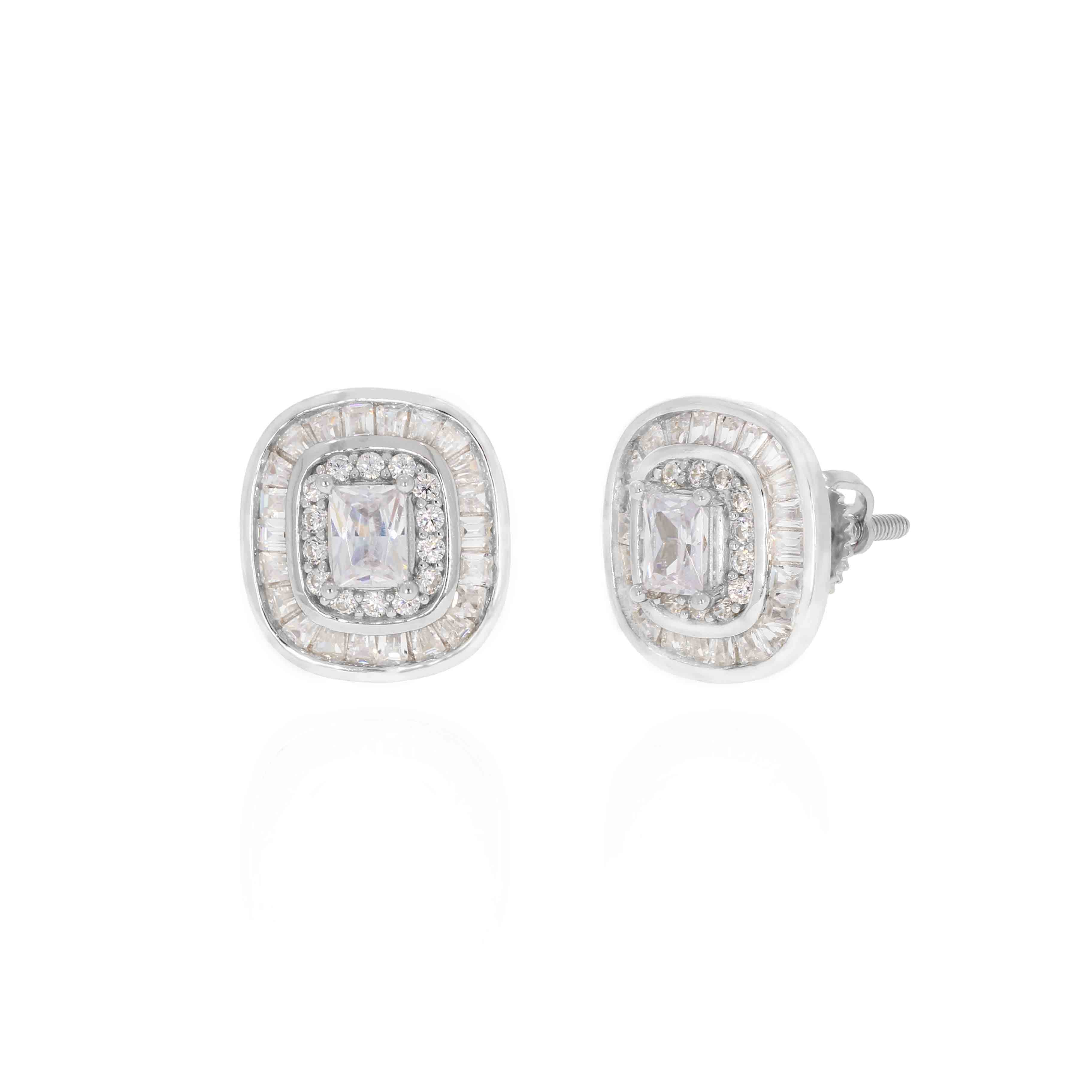 Intricated Bezel Diamond Stud Earrings