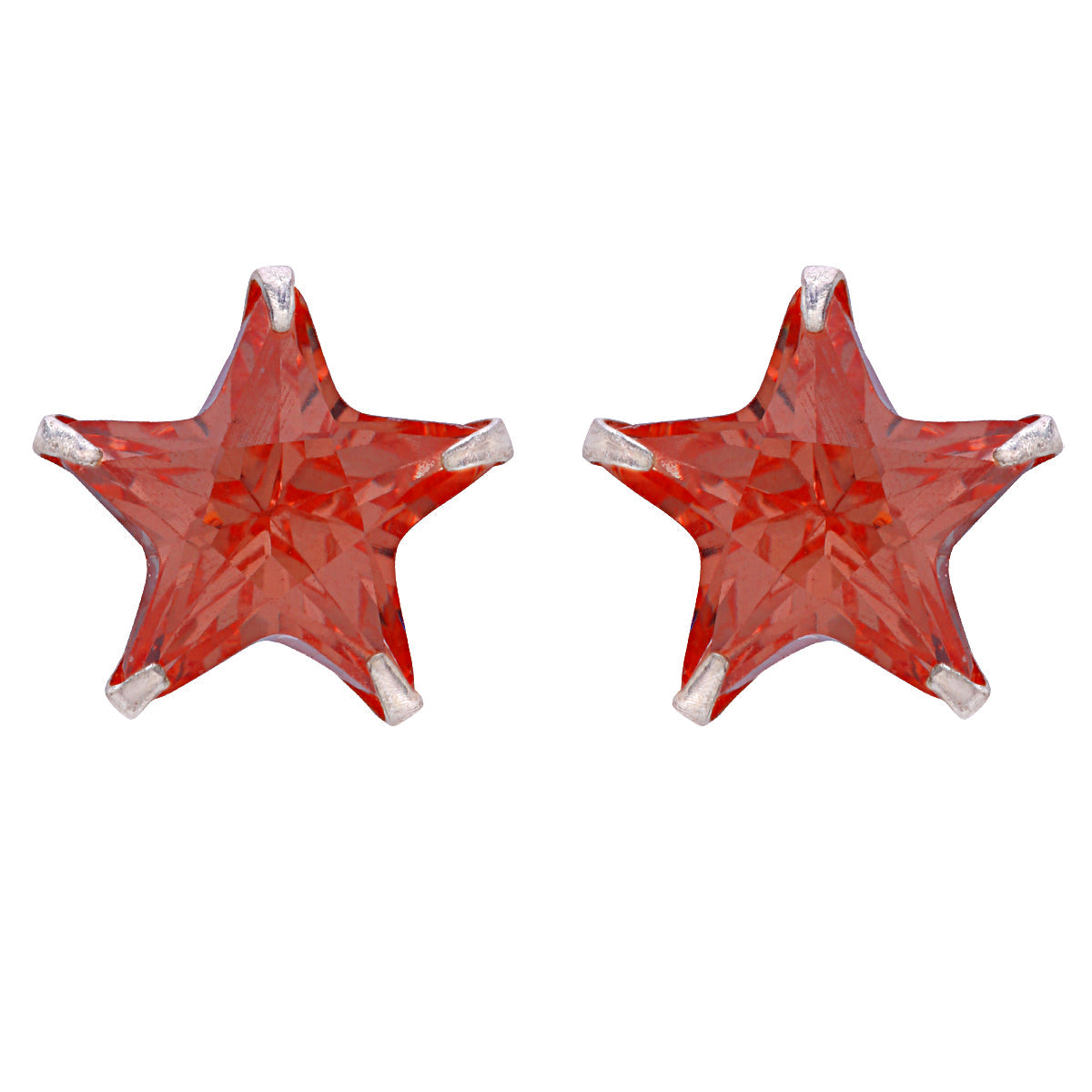 Silver Coral Star Stud Earrings