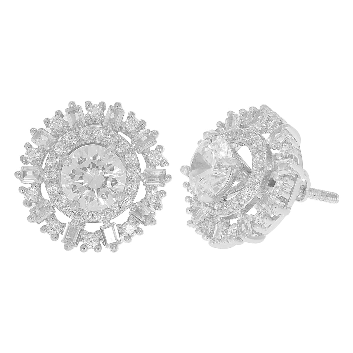 Magnificent Floral Convertible Silver Diamond Earrings