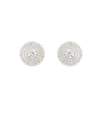 Silver Zircon Mandala Diamond Earrings